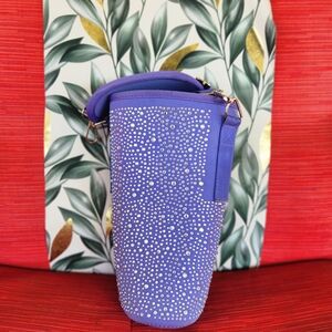 NWOT Purple 40oz Rhinestone Cup Sleeve Adjustable Straps Perfect For Yeti Cups!